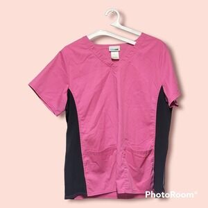 Scrubstar Scrub‎ Top Pink/Black Size L